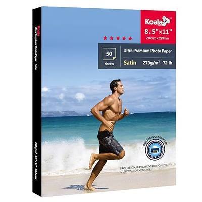 Koala Ultra Premium Photo Paper 8.5 x 11 In Satin Photo Printer Paper for Inkjet Printer Water-Resistant Semi Gloss 50 Sheets 72lb | for Inkjet Printer Water-Resistant Semi Gloss 50 Sheets