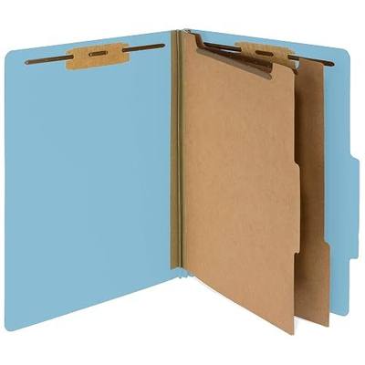 Blue Summit Supplies 10 Classification Folders, 2 Divider, Light Blue | Heavy-duty, letter size, 2 in expansion, 2 prong fasteners, 2 dividers, for medical and legal files