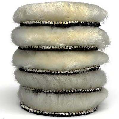 Gracefur 5 Pcs 5 Inch Lambs Wool Polishing Buffing Pads with Hook and Loop Back – 5" Soft Sheepskin Buffer Pads for Cars, Boats & RVs