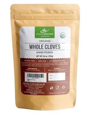 Ceylon Flavors Fresh and Pure Organic premium hand picked whole cloves 250g (8.8 oz) from USDA Certified Farm