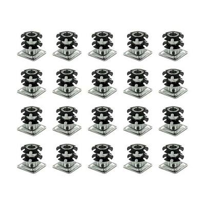 Outwater 1" Square Tube Caster Insert, 5/16-18 Thread, 20-Pack