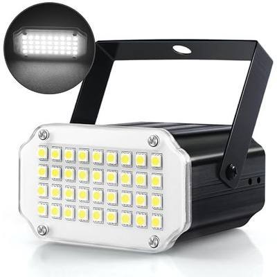 Luditek Mini Halloween White LED Strobe Light, Sound Activated Flash Speed Control Party Light with 36 Super Bright LEDs Stage Lighting for Room Dance Parties Birthday DJ Karaoke Xmas Outside Inside