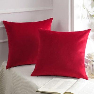 Phantoscope Pack of 2 Velvet Decorative Throw Decorative Pillow Cover Soft Solid Square Cushion Case for Couch Green 18 x 18 inches 45 x 45 cm