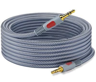3.5mm Aux Audio Cable 30 ft, Heavy Duty Braid Stereo AUX Cord 1/8 Extension for Outdoor Speaker, Compatible with Sony Bose Car Home Theater