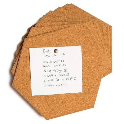 Premium Hexagon Wall Cork Tiles - 1/3” Thick Natural Bulletin Borkboard, High Density 8 Pack Including M3 self Adhesive and 20 Push pins, Create a wall Board Perfect for Office Decor and Organisation