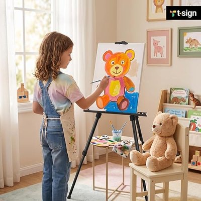 T-Sign 17 to 66 Inch Heavy Duty Easel Stand - Adjustable Metal Tripod Art Easel for Painting and Display, Portable Canvas Stand with Carrying Bag for Artists, Tabletop and Outdoor Use (Black, 1 Pack)