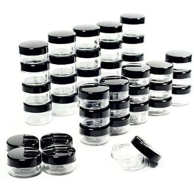 Polypropylene 5 Gram Cosmetic Containers 50pcs Sample Jars Tiny Makeup Sample Containers with lids (Black)