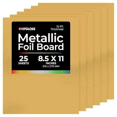 Hygloss Metallic Cardstock Sheets – 25 Matte Gold Sheets, 8.5” x 11” - Sturdy 10 pt. – Metallic Foil Board Paper for Crafts, Scrapbooking, Posters & Decorations