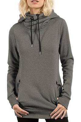Kisscynest Women's Draped Funnel Neck Hooded Pullover Hoodies