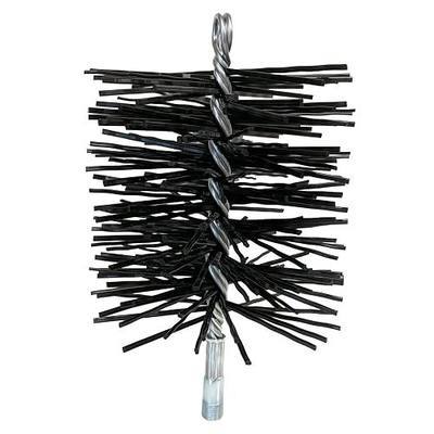 Midwest Hearth Poly Chimney Cleaning Brush, Round Polypropylene Bristles, Galvanized Steel Stem, 1/4" NPSM Fitting for Fiberglass Rod Kits, Made in USA – 6-Inch Round
