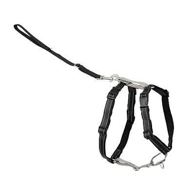 PetSafe 3 in 1 No-Pull Dog Harness - Walk, Train or Travel - Helps Prevent Pets from Pulling on Walks - Seatbelt Loop Doubles as Quick Access Handle - Reflective Accents - Medium, Black | Rests on Chest Not Throat to Reduce Pulling, 5 Adjustment Points, Car Restraint Seatbelt Loop, Reflective Nylon