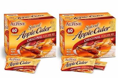 Alpine Spiced Apple Cider Instant Drink Mix, Original, 0.74 oz Pouches (120 Count | 2 Boxes of 60 Each) – Rich in Vitamin C, Kosher, Warming Fall Beverage | Warming autumn beverage with cinnamon spice blend, zero prep instant hot drink, 2 boxes bulk value pack, gluten-free recipe