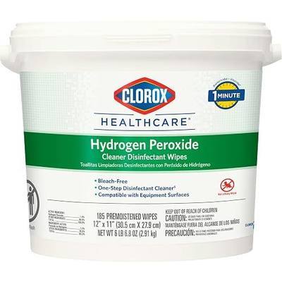 Clorox Healthcare Cleaner Disinfectant Hydrogen Peroxide Wipes, Go-To Bleach Free Disinfecting Wipes, Designed for Hospitals and Clinics, 12" x 11", 185 ct.