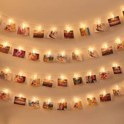 Photos Clips String Lights 20 LED Battery Operated Fairy String Lights for Bedroom Hanging Photos, Room Decor for Teen Girls, Thanksgiving Christmas Wedding Decorations(10FT Warm White)