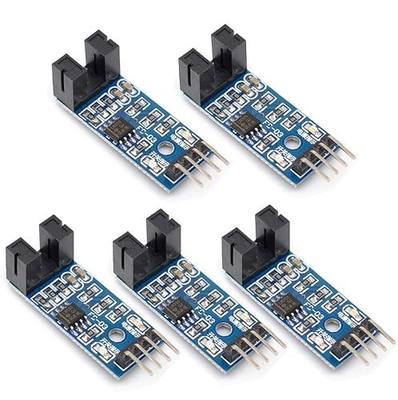 LM393 Slot Type IR Speed Sensor Module Encoder for Arduino 5 Pack | LM393 slot type IR speed sensor module with optocoupler design for motor RPM measurement, Arduino and MCU projects.