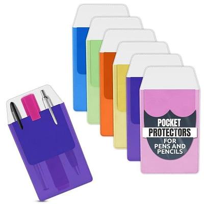 HYQO 6 Pcs Pocket Protector for Pens, Pencils and Markers, 3.2 x 6.1 In | Pocket Pen Holder Organizer, Ink Leak Guard, Plastic, Slim Fit, for Teachers, Engineers, Office Workers, Lab Coats and Shirts