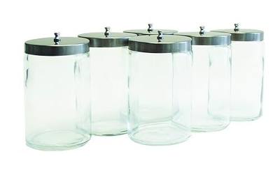 Graham-Field Glass Medical Sundry Jars with Lids, 7 x 4.25”, Clear Unlabeled Jars for Supplies (6 Count)