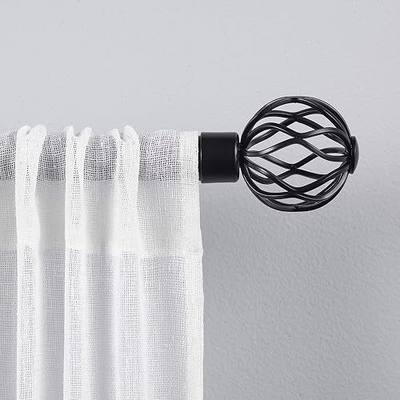 Exclusive Home Curtains Ogee 1" Curtain Rod and Coordinating Finial Set, Matte Black, Adjustable 36"-72"