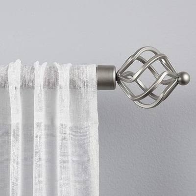 EXCLUSIVE HOME Torch 1" Curtain Rod and Coordinating Finial Set, Matte Silver, Adjustable 66"-120"