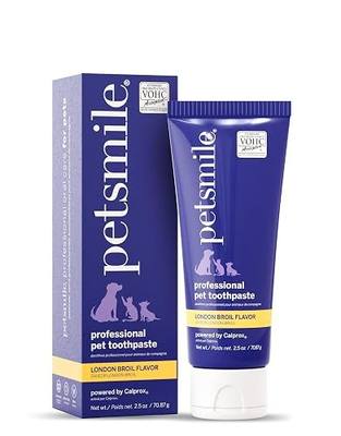 Petsmile VOHC Accepted Pet Toothpaste, London Broil 2.5 Oz, Cats + Dogs | VOHC Accepted, Calprox® Powered, Fights Plaque + Tartar, No-Brush Required, Human-Grade, 4-Month Supply, Clinically Proven
