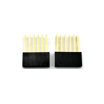 ZYAMY 30pcs 2.54mm 6Pin 8Pin 10Pin Female Socket Pin Header Strip Kit Single Row Straight 11mm Long Needle Stackable Header Strip Connector Black PC104