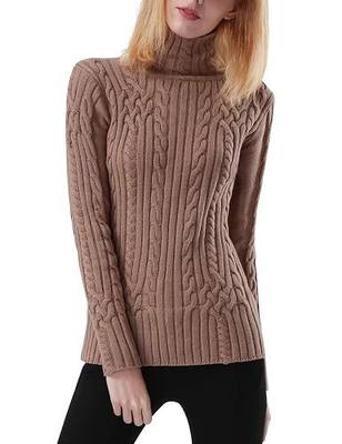 ninovino Women's Crew Neck Cable Knit Long Sleeve Tunic Sweater