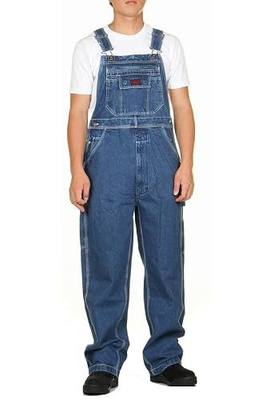 FiveBrother Enzyme Washed Hidden Zipper Pocket Denim Bib Overall