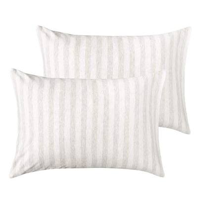 NTBAY Jersey Cotton Toddler Pillowcases, 2 Pack, Camel and Beige Stripe | Soft Breathable Jersey Cotton with Envelope Closure, 13 x 18 Inch Travel Pillow Covers, Pillow Inserts Not Included