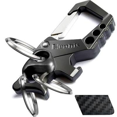 Hephis Skull Heavy Duty Key Chain,Car Emergency Escape Tool, Seat belt Cutter,Bottle Opener,Carabiner Car Key Chains
