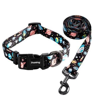 Ihoming Dog Collar and Leash Set for Small Dogs & Cats, Up to 20 Lbs | Soft Splicing Design, Adjustable Durable Pet Collar Leash for Everyday Walks, Training, and Outdoor Activities