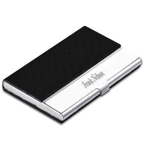 Caramel Sweet Life Personalized Stainless Steel Business Card Holder Black | Permanent Laser Engraving, Slim Pocket Design, Holds Business And Credit Cards, Multiple Color Options