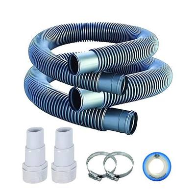 FibroPool Filter Hose Kit - Clamps & Adapters - 1.5 in x 3 ft 2 Pack - PTFE | Above Ground Pool Systems, Sand And Pump Connections, Thread Seal Tape Included, Flexible Leak Resistant Design