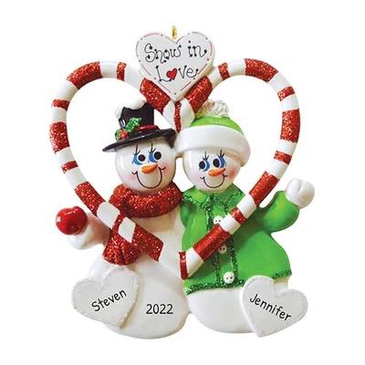 3D Personalized Our First Christmas Ornament 2026 Custom Snowman Couple Ornaments Candy Cane Heart Couples Ornament 2026 Family of 2 Frosty for a Couple Ornaments Couples Unique Gifts