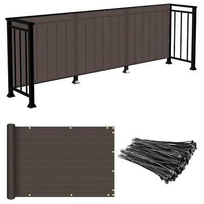 E&K Sunrise 3' x 12' Balcony Privacy Fence Screen Cover with Zip Ties Outdoor Screen Fence UV Protection for Deck Patio Backyard Apartment Pool Porch (Brown)