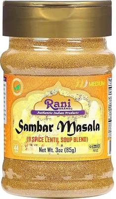 Rani Sambar Masala (Lentil Soup Spice Blend) 3oz (85g) PET Jar ~ All Natural | Vegan | No Colors | Gluten Friendly | NON-GMO | Indian Origin