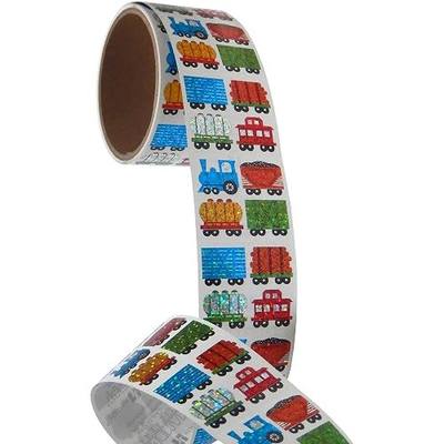 Bulk Roll Prismatic Stickers, Mini Train Cars (50 Repeats)