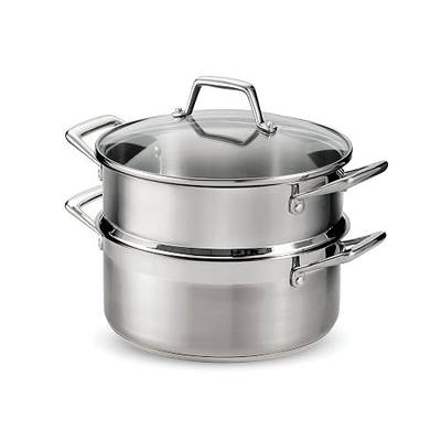 Tramontina Gourmet 5-Quart Steamer Set | Tri-Ply Base Stainless Steel Dutch Oven with Steamer Insert and Glass Lid, Induction-Ready
