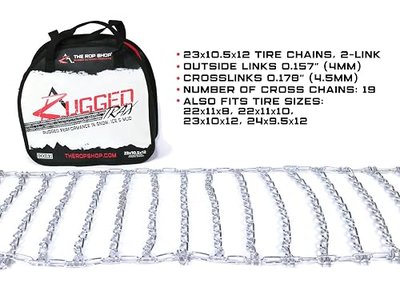 The ROP Shop Pair of 2 Link Tire Chains 23x10.50-12 | New Pair, For John Deere Lawn Mower Tractor Rider