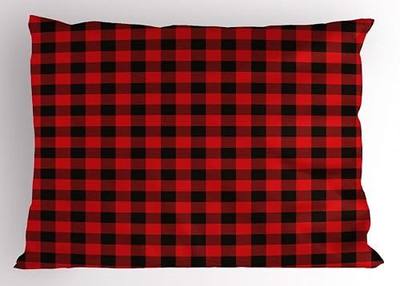 Ambesonne Plaid Pillow Sham, Lumberjack Fashion Buffalo Style Checks Pattern Retro Style with Grid Composition, Decorative Standard Size Printed Pillowcase, 26" X 20", Orange Black
