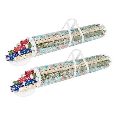 Wrapping Paper Storage - Set of 2 Organizers for 50 Rolls of Gift Wrap - Clear Totes with Handles for Holiday, Christmas, or Any Occasion by Elf Stor