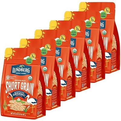 Lundberg Short Grain Brown Rice, Gluten-Free, Non-GMO Project Verified, Vegan, Kosher, 100% Whole Grain, Brown, 32 Ounce (Pack of 6), 192 Ounce