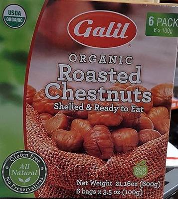 Galil Organic Shelled Roasted Chestnuts, 3.5 Ounce (Pack of 6)