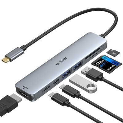MOKiN USB C Hub HDMI Adapter for MacBook Pro/Air, 7 in 1 USB C Dongle with HDMI, SD/TF Card Reader, USB C Data Port,100W PD, and 2 USB 3.0 Compatible for MacBook Pro/Air, Dell XPS, Lenovo Thinkpad.
