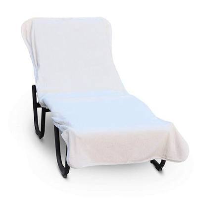 BC BARE COTTON Chaise Lounge Cover, Fitted Terry Cloth Turkish Cotton with Envelope Top, White, 90 x 29 Inches