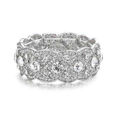 Austrian Crystal Wedding Prom Jewelry Art Deco Stretch Bracelet for Women
