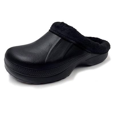 Amoji Fur Lined Clogs Fleece Garden Slippers House Home Winter Clogs Shoes