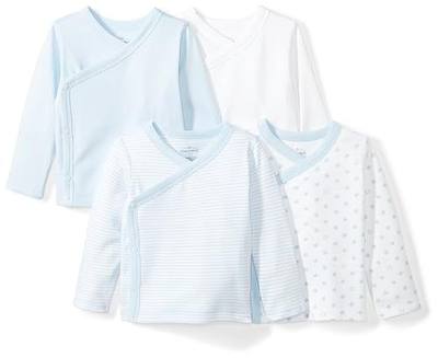 Moon and Back Baby Set of 4 Organic Long-Sleeve Side-Snap Shirts