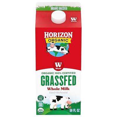 Horizon Organic Grassfed Vitamin D Whole Milk, 59 fl oz Carton | USDA Organic Vitamin D Milk, Ultra Pasteurized, Rich, Creamy, & Delicious