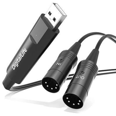 DigitalLife SyncX5 USB to MIDI 5-Pin DIN Interface Cable 6ft | Ultra-Low Latency Plug and Play MIDI Connection for Keyboards and Synthesizers. Music Production, Studio and Live Performance