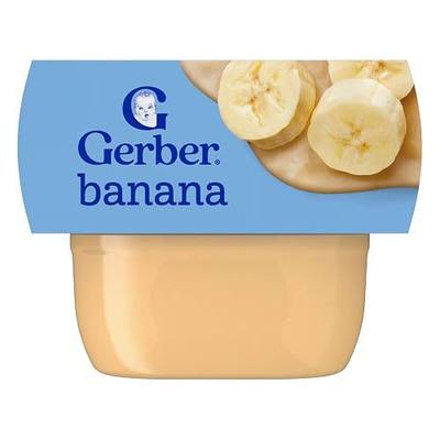 Gerber Stage 1 Banana Puree Baby Food, 2 Oz, 16 Pack | Stage 1 baby food; banana puree tubs; no artificial colors or flavors; 16 x 2 oz